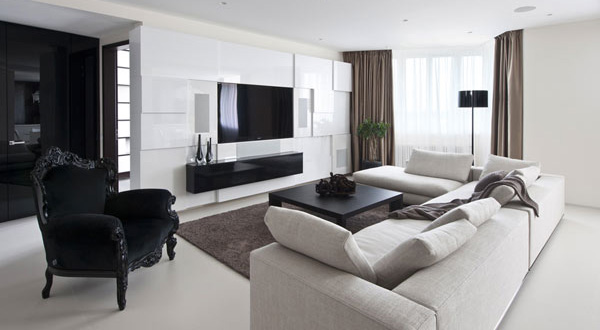 แต่งอพาร์ทเมนท์ สีดำและขาว สไตล์โมเดิร์น