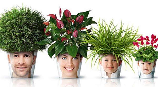 กระถางต้นไม้รูปใบหน้า