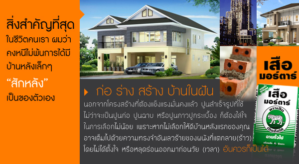 ก่อ ร่าง สร้าง บ้านในฝัน โดยใช้ปูนตราเสือมอร์ตาร์