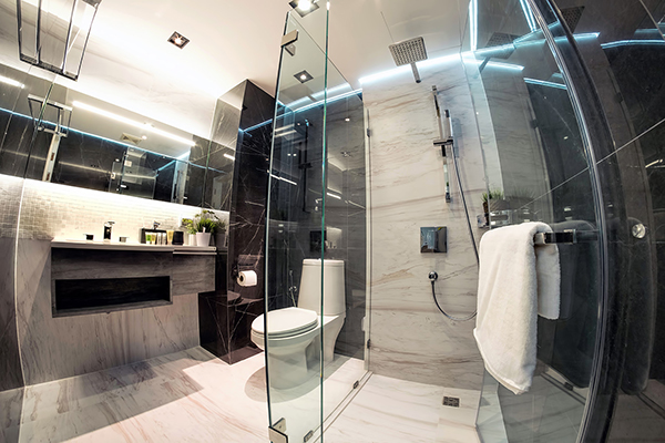 รีโนเวทแต่งห้องน้ำคอนโดเก่า ให้เป็นห้องน้ำโมเดิร์น ขาวดำสไตล์โรงแรม