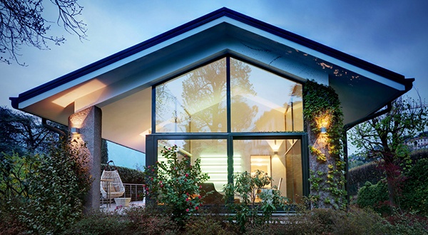 แบบบ้านสองชั้น สไตล์ร่วมสมัย ริมทะเลสาบ