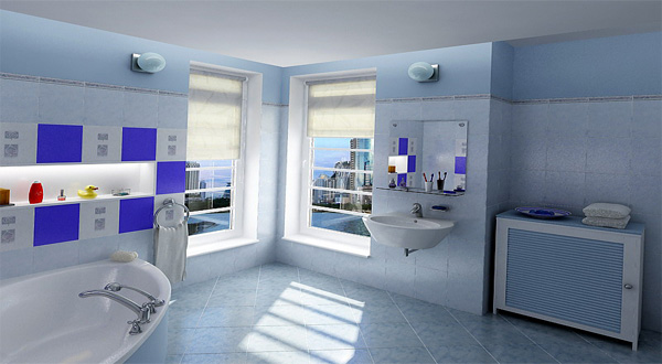 จับคู่สุขภัณฑ์กับกระเบื้องโทนสีฟ้า