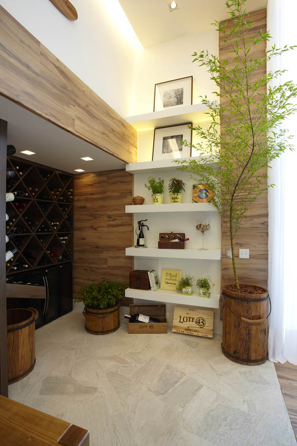 หินอ่อน ผนังไม้ ที่เก็บไวน์ ชั้นเก็บขวดไวน์