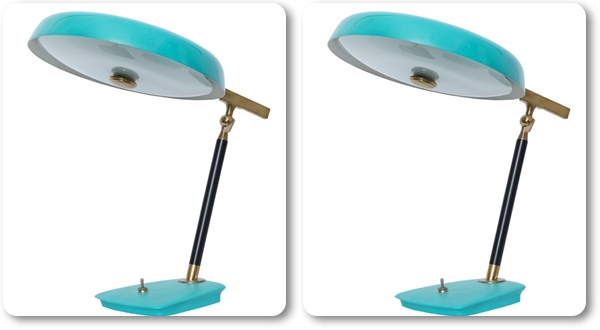 โคมไฟตั้งโต๊ะสีฟ้า
