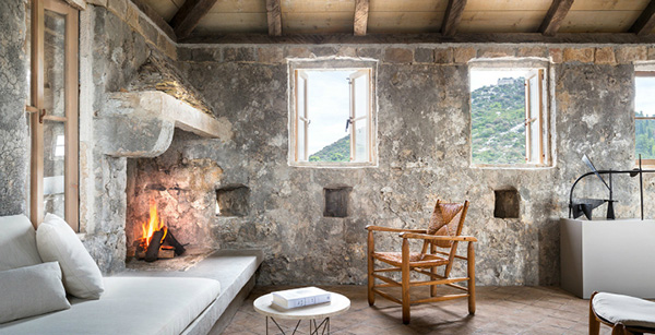 ตกแต่งห้องนั่งเล่นด้วยหิน