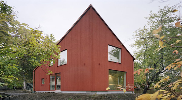 แบบบ้านไม้สีแดง แบบร่วมสมัย