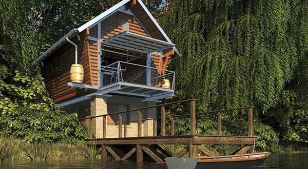 บ้านไม้ ริมน้ำ ประหยัดพลังงาน