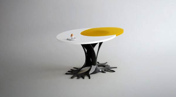 โต๊ะรูปไข่แต่มีขาเหมือนนก