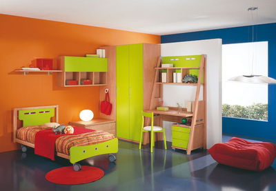 ห้องนอนสีเขียว สีส้ม สีแดง ห้องนอนสีเขียว สีส้ม สีแดง